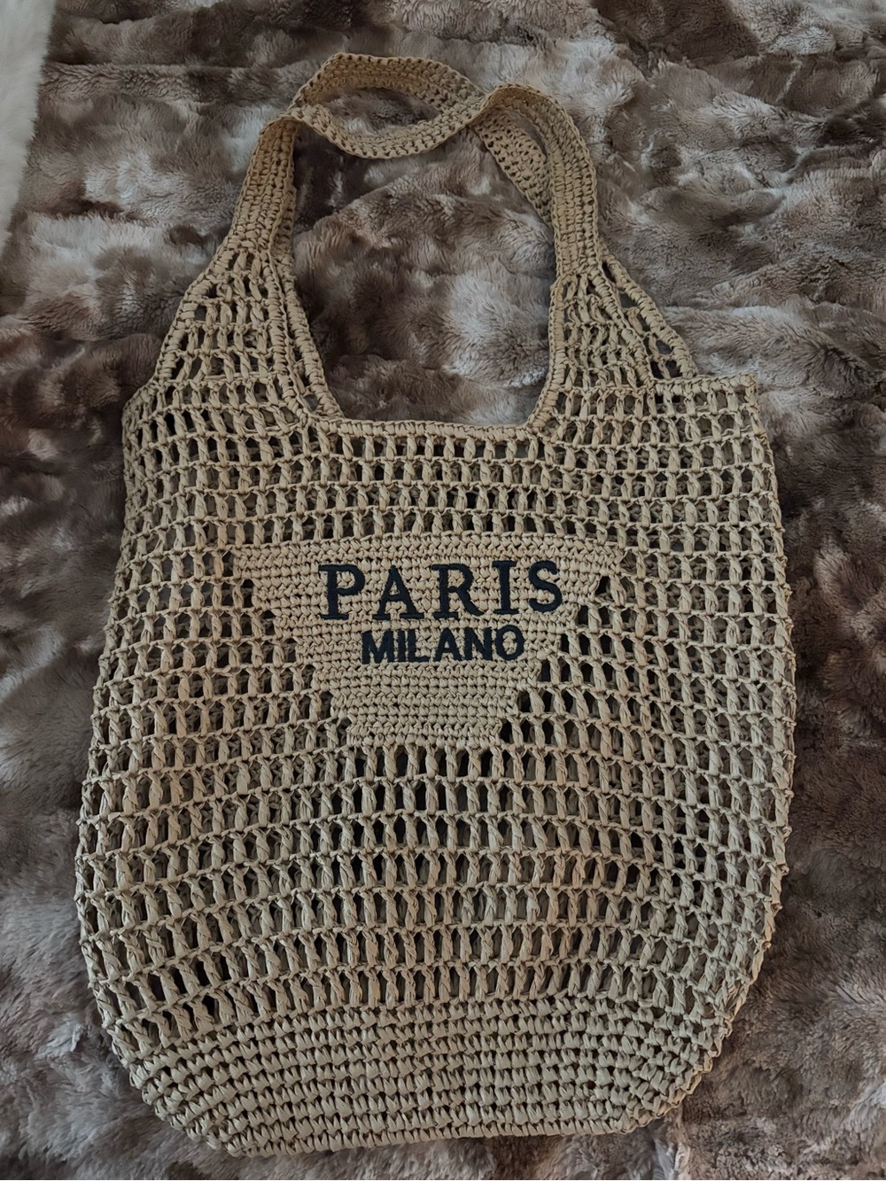 Beige Crochet Market Bag
